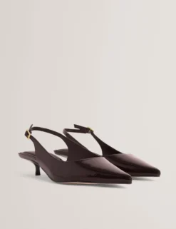 Lackleder-Slingback-Kitten-Heel-Schuhe