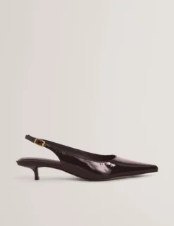 Lackleder-Slingback-Kitten-Heel-Schuhe