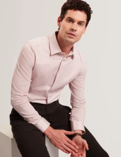Langarm-Slim-Fit-Shirt mit Mikro-Geo-Print