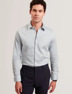 Langarm-Slim-Fit-Shirt mit Mikro-Geo-Print