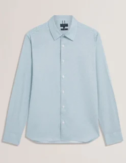 Langarm-Slim-Fit-Shirt mit Mikro-Geo-Print