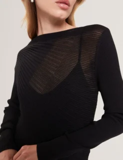 Langarm-Strickoberteil mit transparenten Details