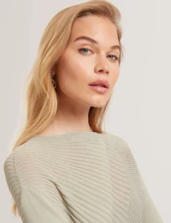 Langarm-Strickoberteil mit transparenten Details