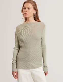 Langarm-Strickoberteil mit transparenten Details
