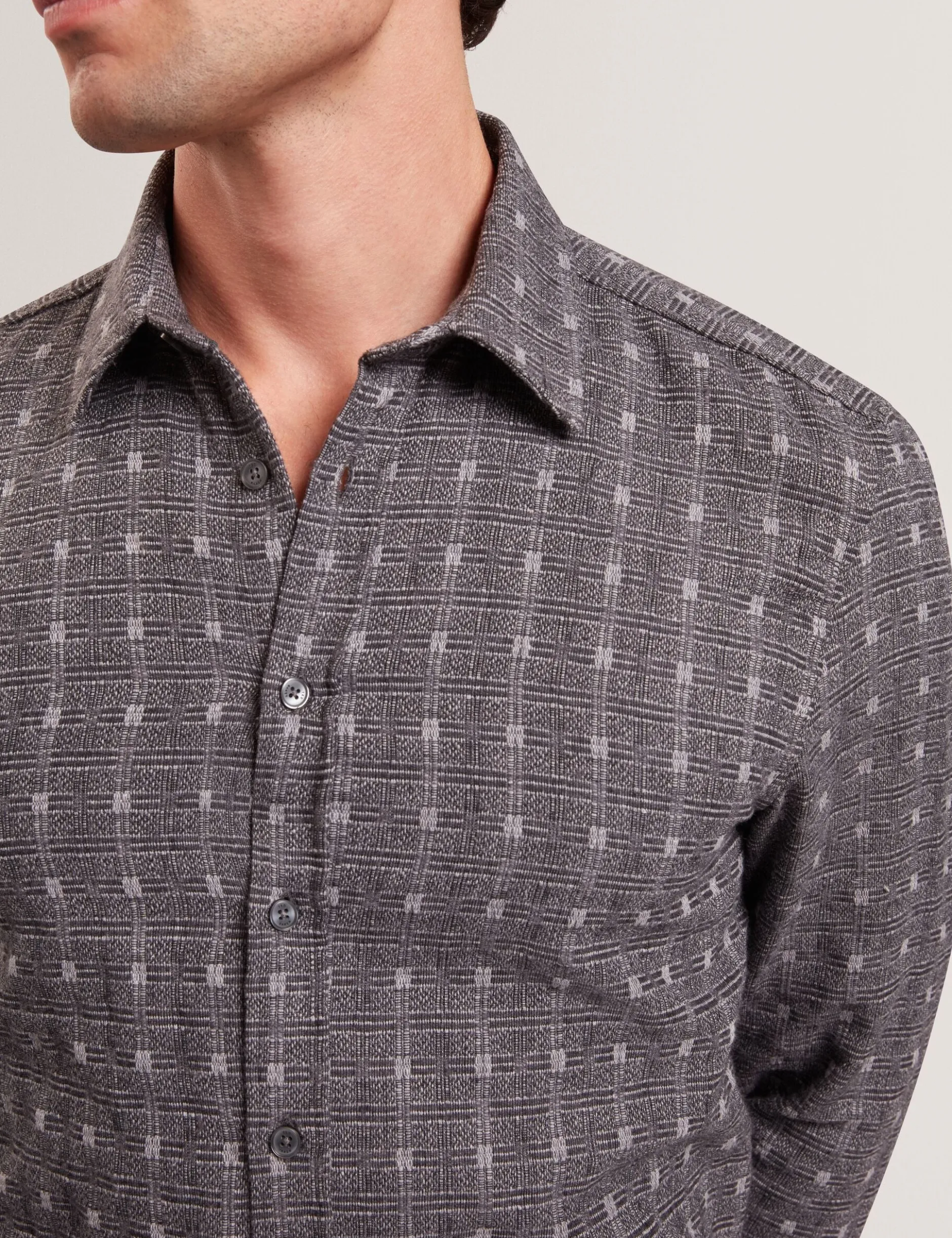 Langärmliges Hemd mit Jacquard-Karomuster