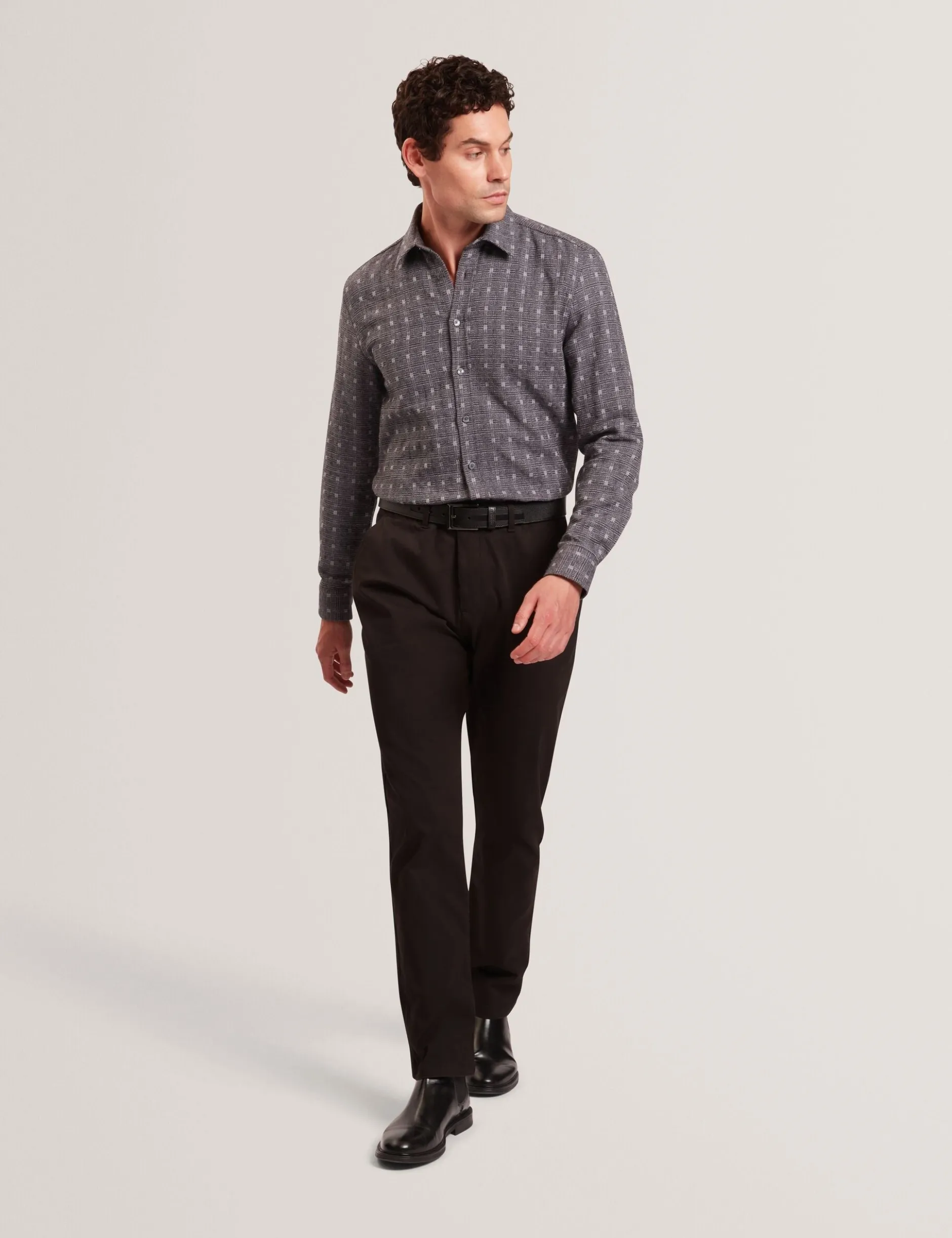 Langärmliges Hemd mit Jacquard-Karomuster