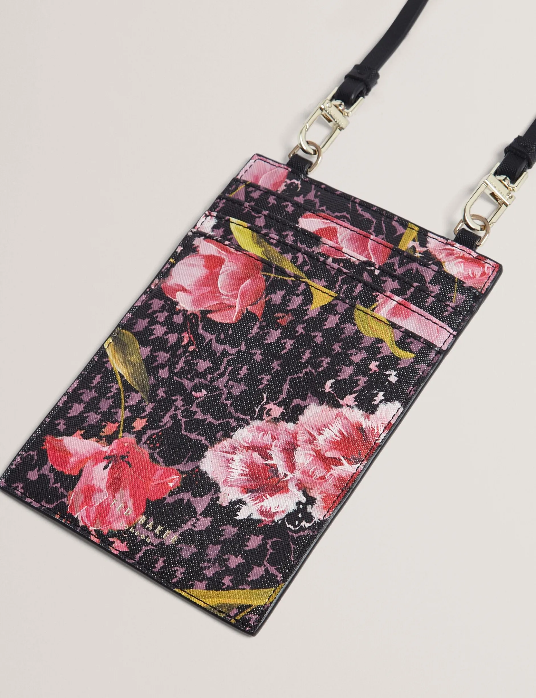 Lanyard mit Handy- und Kartenhalter mit Blumenmuster