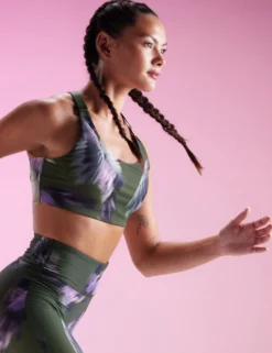 Leggings mit Federprint, schnelltrocknend, Laufleggings