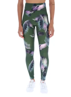 Leggings mit Federprint, schnelltrocknend, Laufleggings
