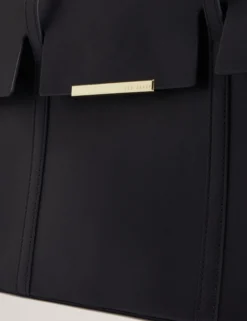 Längliche Shopper-Tasche aus Leder mit Überschlag