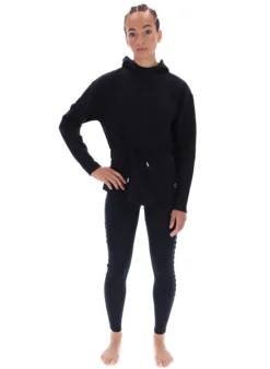 Longline-Sport-Hoodie mit Kordelzug in der Taille