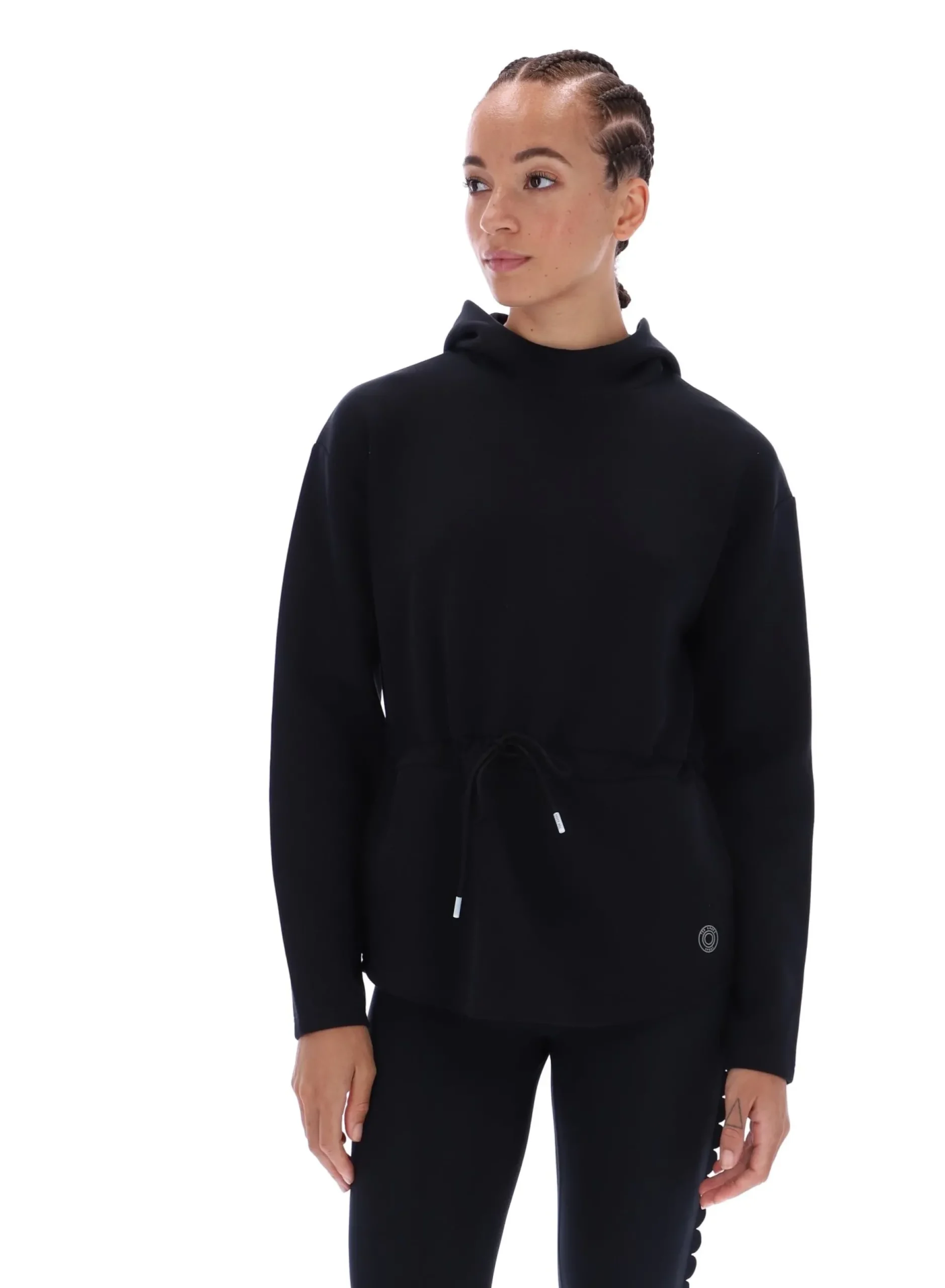 Longline-Sport-Hoodie mit Kordelzug in der Taille