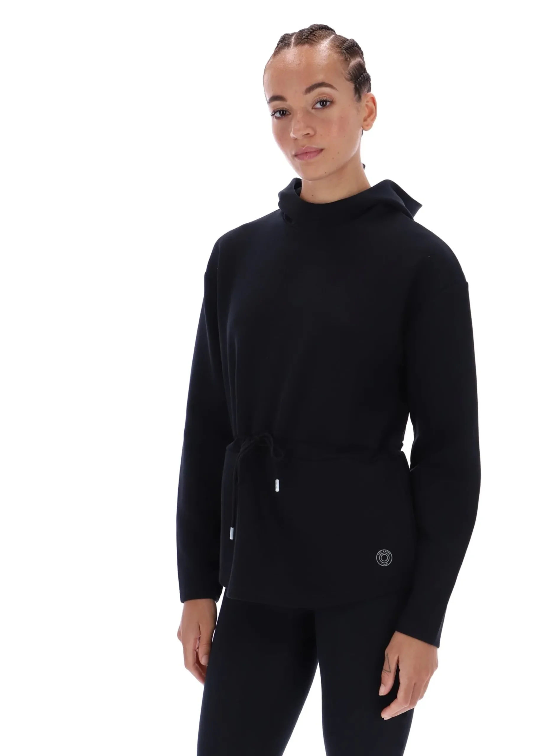 Longline-Sport-Hoodie mit Kordelzug in der Taille