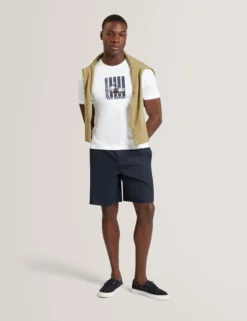 Lässige Shorts aus Leinenmischgewebe mit elastischem Bund