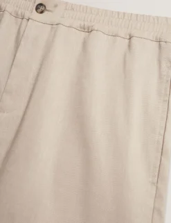 Lässige Shorts aus Leinenmischgewebe mit elastischem Bund