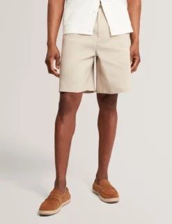 Lässige Shorts aus Leinenmischgewebe mit elastischem Bund