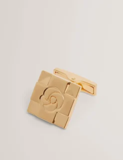 Manschettenknöpfe und Krawattennadel-Set mit gravierter Rose