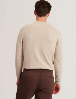 Marken-Pullover mit Rundhalsausschnitt und Struktur