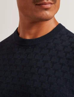 Marken-Pullover mit Rundhalsausschnitt und Struktur