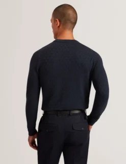 Marken-Pullover mit Rundhalsausschnitt und Struktur