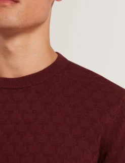 Marken-Pullover mit Rundhalsausschnitt und Struktur