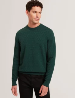 Marken-Pullover mit Rundhalsausschnitt und Struktur