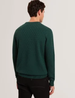 Marken-Pullover mit Rundhalsausschnitt und Struktur