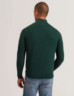 Markenpullover mit strukturierter Oberfläche und Reißverschluss am Kragen