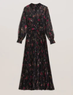 Maxi-Hemdkleid mit Blumenmuster und Falten