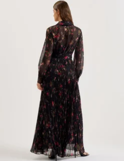 Maxi-Hemdkleid mit Blumenmuster und Falten