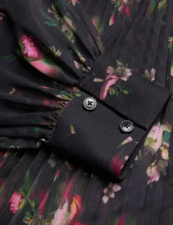 Maxi-Hemdkleid mit Blumenmuster und Falten