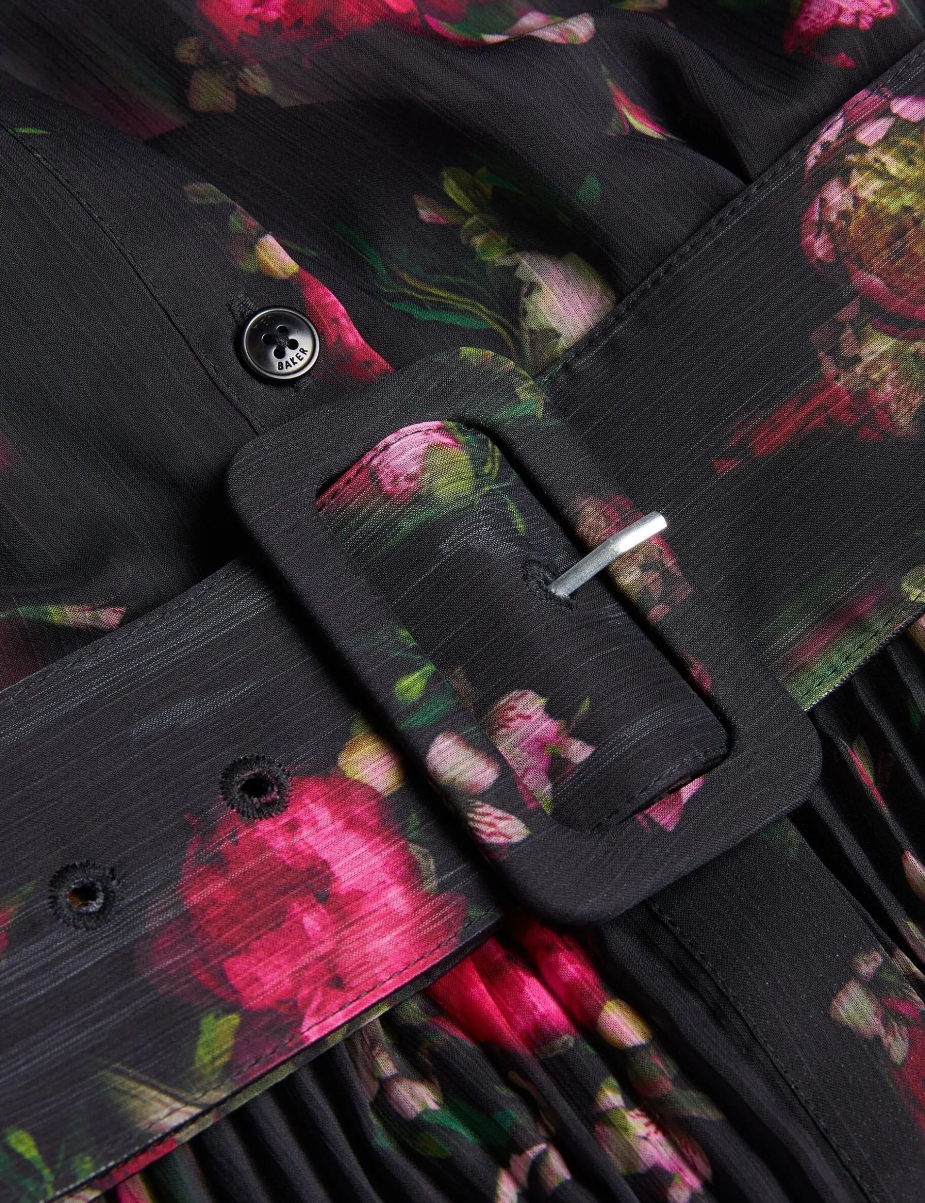 Maxi-Hemdkleid mit Blumenmuster und Falten