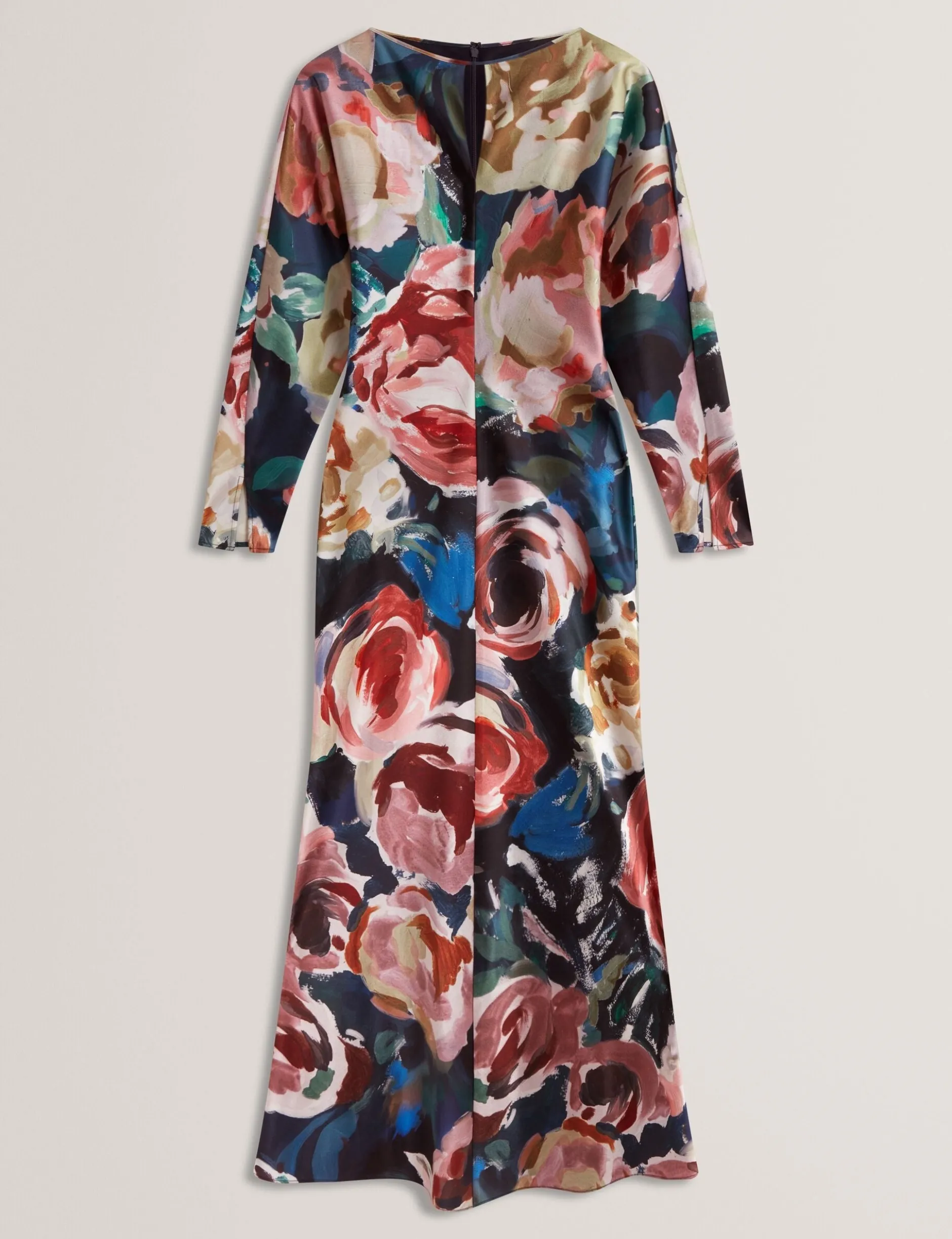 Maxikleid mit auffälligem Blumenmuster und Sanduhr-Schnitt