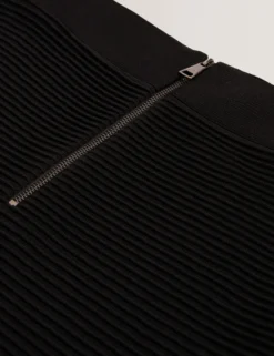 Midi-Bleistiftrock aus Strick mit transparenten Einsätzen