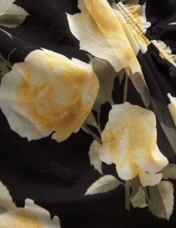 Midikleid aus Mesh mit Rosenmuster und langen Ärmeln