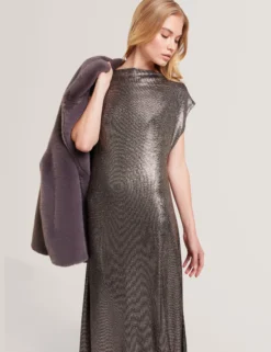 Midi-Kleid aus metallisch schimmerndem Webstoff
