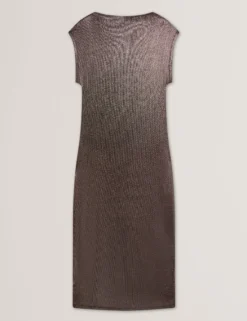 Midi-Kleid aus metallisch schimmerndem Webstoff