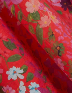 Midikleid mit Blütenmuster und Puffärmeln in A-Linie