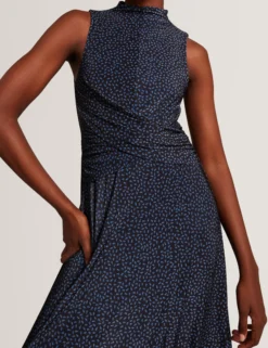 Midikleid mit gemustertem Minirock und Stehkragen, A-Linie,