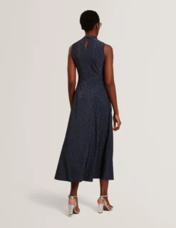 Midikleid mit gemustertem Minirock und Stehkragen, A-Linie,