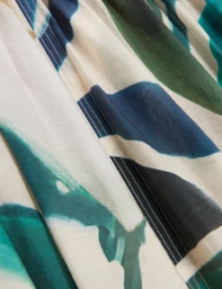 Midikleid mit Print und Puffärmeln sowie Ziernähten