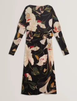 Midikleid mit Wickeloptik und Blumenmuster