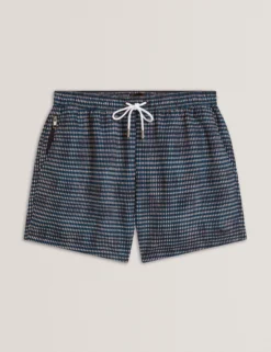 Mid-Length Badeshorts mit verschwommenem Karomuster