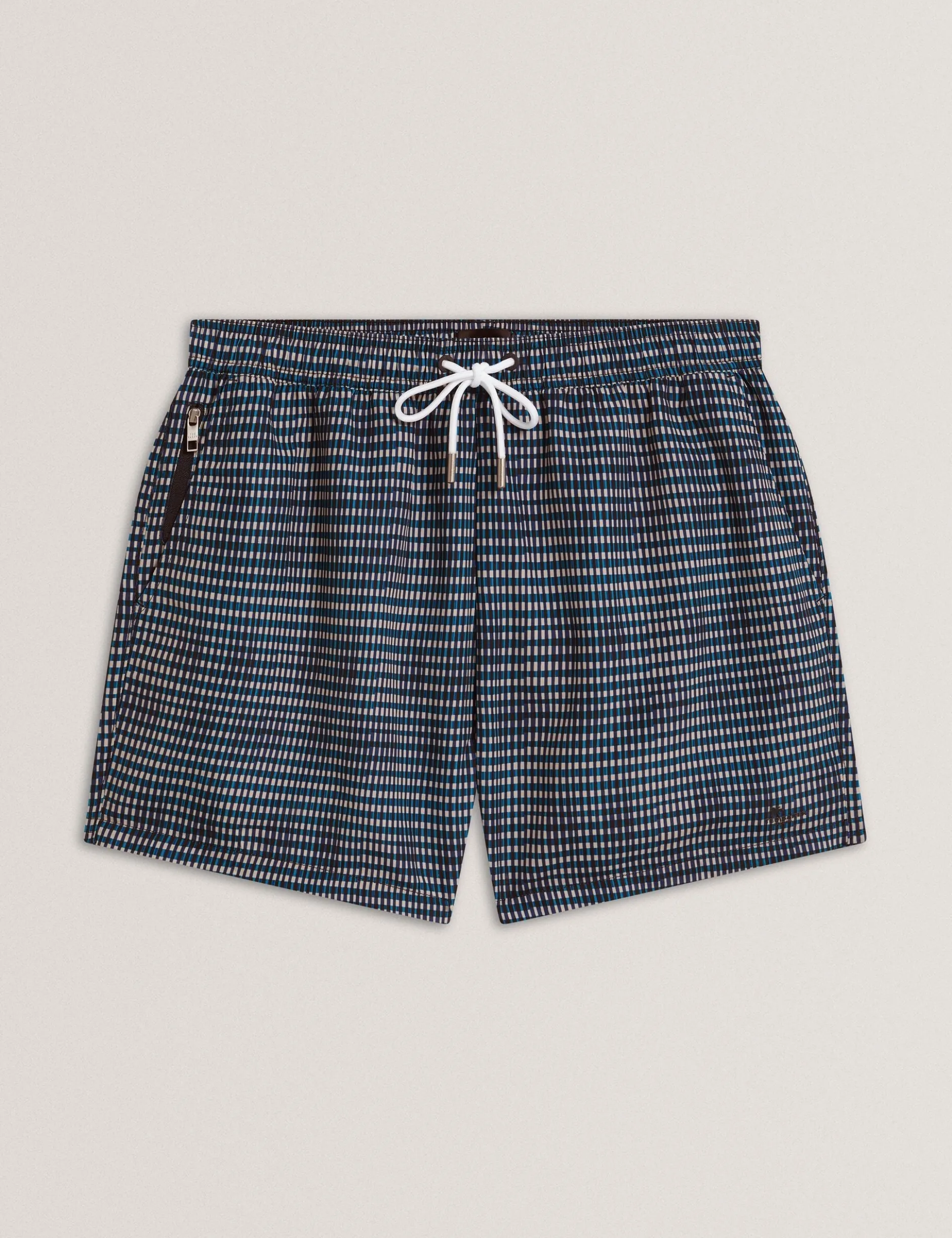 Mid-Length Badeshorts mit verschwommenem Karomuster