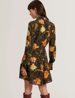 Mini-Hemdkleid mit Blumen-Karomuster
