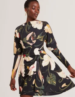 Minikleid mit Wickeloptik und Blumenmuster