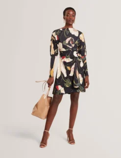 Minikleid mit Wickeloptik und Blumenmuster