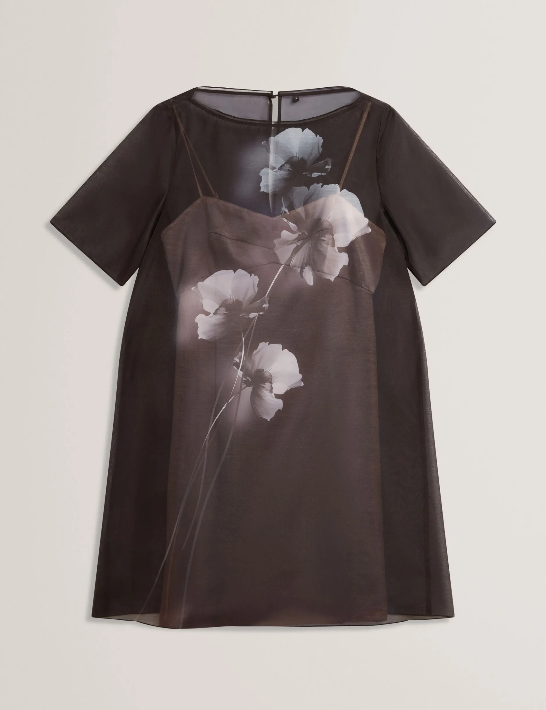 Mini-T-Shirt-Kleid aus Organza mit Blumenmuster