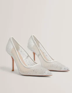 Mit Strass besetzte Stiletto-Pumps aus Mesh