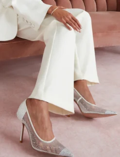 Mit Strass besetzte Stiletto-Pumps aus Mesh